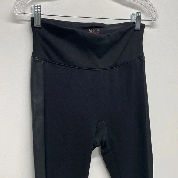 Assets by Spanx Shaping Leggings Faux Leather Racing Stripes Black Size M Medium - Picture 3 of 8